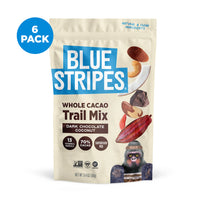 Blue Stripes Whole Cacao Trail Mix package on a white background