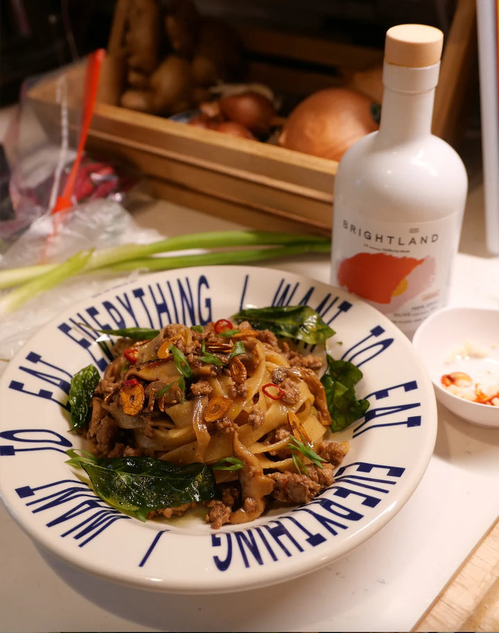 Drunken Pappardelle with Mushrooms & Five Spice Pork - test