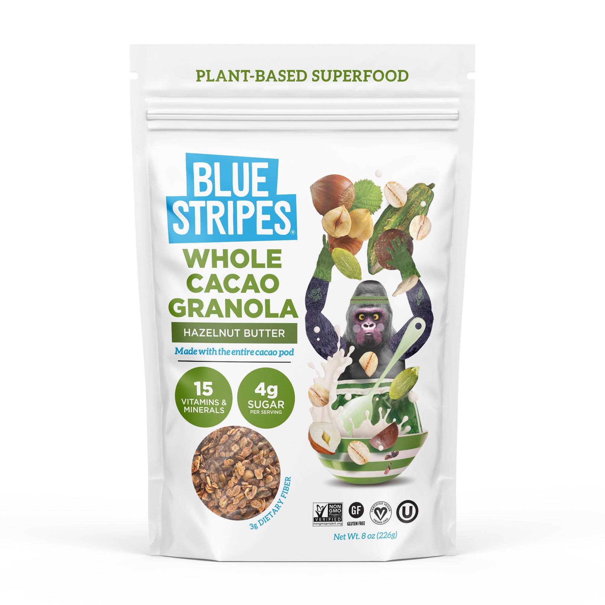 Blue Stripe Peanut Cacao Banana Granola, 8 oz (Pack of 6) - Antioxidant Superfood Granola main image 0